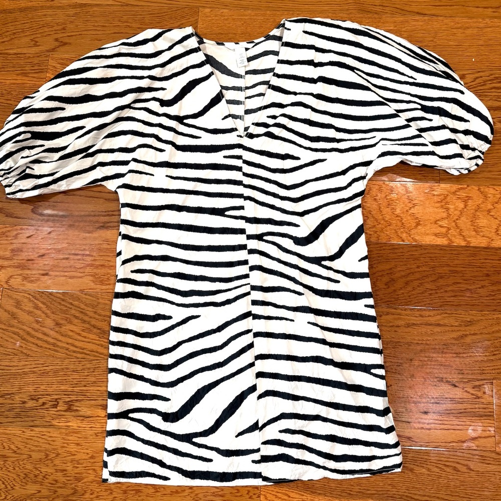 Zebra Print Puff Sleeve Dress